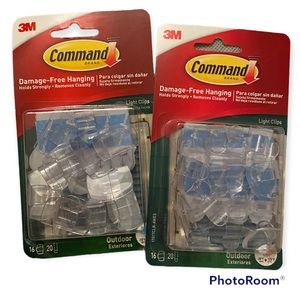 2 Packs 3M Command Small Outdoor Light Clips Hooks and Water Resistant